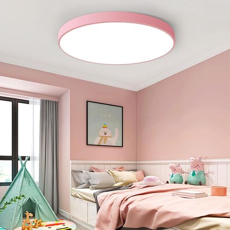 LED Deckenleuchte 36W Flach Rund Rosa Deckenlampe Ø40CM Modern Warmweiß 3000K Kinderzimmer Lampe für Schlafzimmer Büro Wohnzimmer Küche Keller Balkon Ultra Dünn 4CM