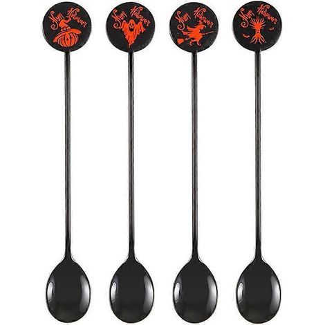 4-teiliges Halloween-Set: Kaffeelöffel, Teelöffel mit langem Griff zum Umrühren für die Heimparty