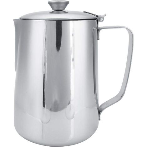 Tasse de moussage, Tasse à mousser tasse de tasse à café en acier inoxydable cruche de moussage de lait cruche avec couvercle pour Latte Coffee Art(1000ml) (1/5)