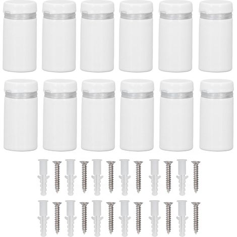 Lot de 12 vis d'entretoise en acier inoxydable 16x30 mm pour verre acrylique publicitaire, idéal pour les supermarchés.