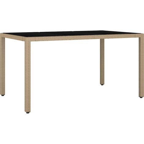 Maison Exclusive - Gartentisch mit Glasplatte Beige Poly Rattan &
