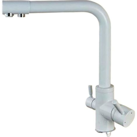 Robinet de cuisine avec filtre à eau SmoothFlow, adapté à la grue de cuisine, installation sur comptoir, robinet mélangeur chaud et froid, blanc (1/5)