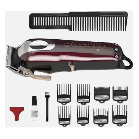 Tondeuse à cheveux sans fil Wahl Pro Magic Clip avec tige de réglage conique et 8 peignes de guidage