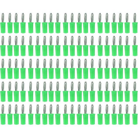Lot de 100 Douilles Banane 4mm ABS Laiton Nickelé Performances Élevées Outils de Connexion Électrique Vert (1/5)