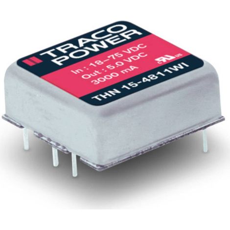 TracoPower THN 15-4811WI Convertitore DC/DC da circuito stampato 48 V/DC 5 V/DC 3 A 15 W Num. uscite: 1 x Contenuto 1 p (1/3)