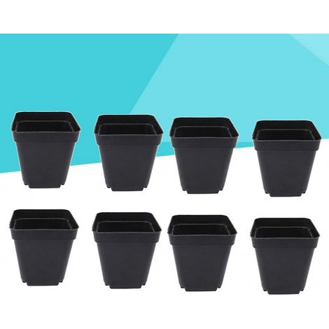 Filiyano-50 pots de fleurs noirs - pots carrés en plastique pour plantes - petits pots d'intérieur et d'extérieur (1/5)