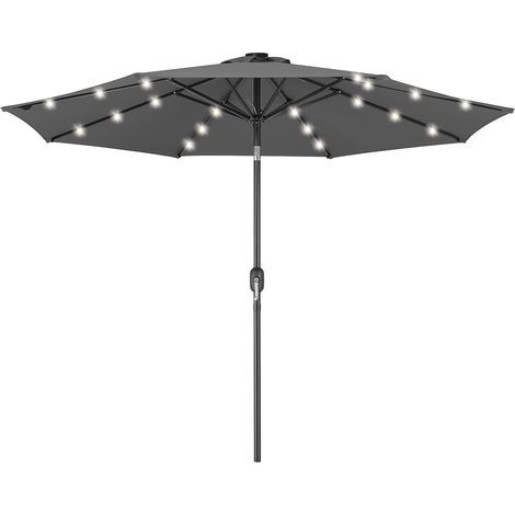 Ombrellone da Giardino 270 cm Luci LED Parasole Grigio Antivento Esterno 8 Ribs (1/5)