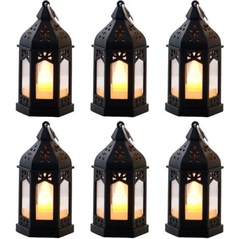 Un ensemble de 6 lampes à pétrole LED rétro — lampes de table rétro, lumière chaude, sûres et économes en énergie, adaptées à l'éclairage d'ambiance pendant le Ramadan, les fêtes et la décoration inté