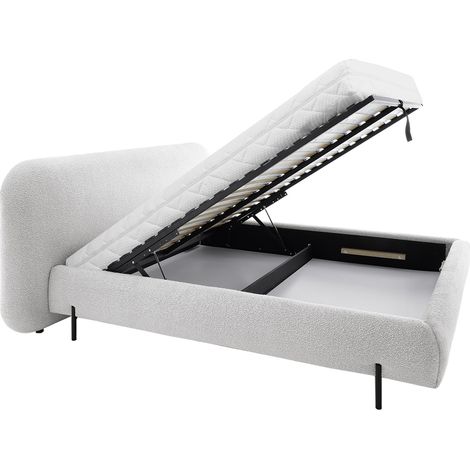 Lit coffre Booby prestige – Velours moderne et rangement optimisé-Gris clair-160x200 (1/5)