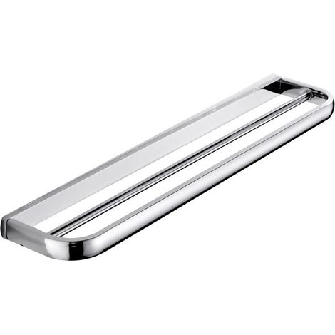 Porte-serviettes mural en laiton, double tige, pour salle de bain et cuisine, 57 cm (chrome) (1/5)