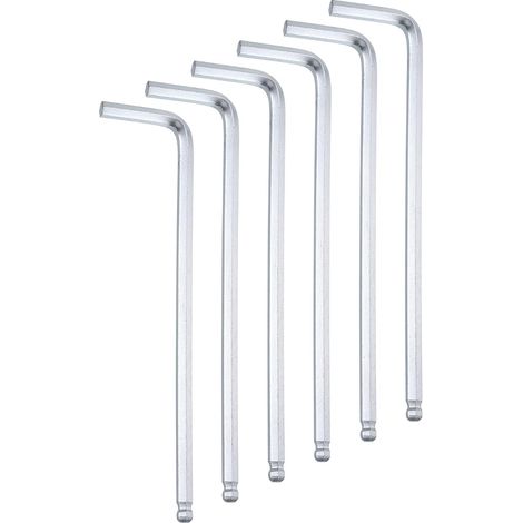 6Pcs Clé hexagonale À Bout Sphérique 4mm Métrique Clé En L Argent (1/5)