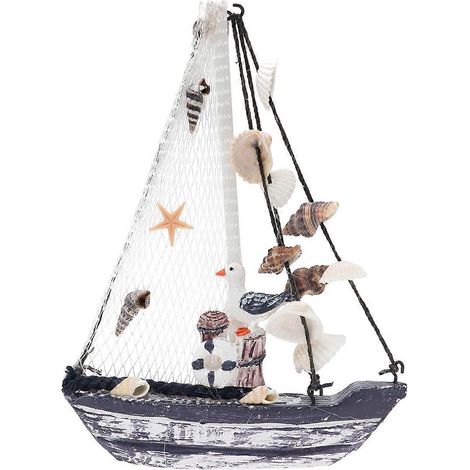 Maquette de voilier en coquillage, mini-voilier ancien en bois, style méditerranéen, ornement, décoration intérieure, cadeau artisanal, boa en coquillage