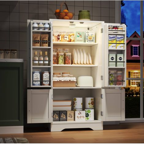 MEUBLIV Mobile alto da cucina 120x60x40 cm bianco – 4 ante, LED con sensore (1/5)