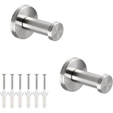 Lot de 2 crochets Support mural en acier inoxydable brossé 304 élégant Pour Armoires de toilettes Salle de bain Manteau Serviette Robe 5 cm-Fei Yu (1/5)