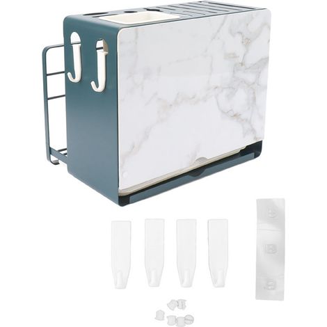 Bloc multifonctionnel pour couteaux avec planche à découper blanche et support pour couvercles de casseroles, idéal pour l'organisation du plan de travail et le rangement de la cuisine. Fixation mural (1/5)