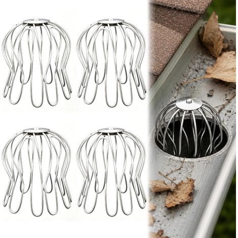 4 Pièces Crapaudine de Gouttière 90-100mm, Crepinette Gouttiere Protection Gouttiere Anti Feuille, Filtre Gouttiere pour PVC Tuyau de Descente (1/5)