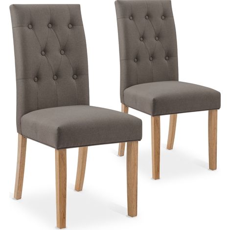 Lot de 2 chaises capitonnées Gaya tissu taupe (1/3)
