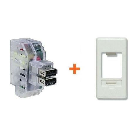 Fanton caricatore doppia presa USB A 5V 2,4A compatibile Gewiss System bianca - 82892-GS