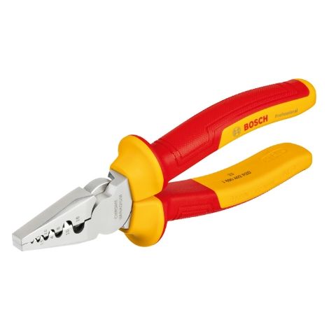 Bosch Professional alicate de crimpado aislado VDE de 180 mm (rango de crimpado desde 0,25 mm² hasta 16 mm², certificado hasta 1000 V) (1/2)