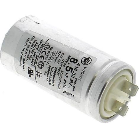 Condensateur 8,5 µF - Pour Seche-Linge - Compatible Ariston Indesit Hotpoint Whirlpool Bosch - Référence C00258619 (1/2)
