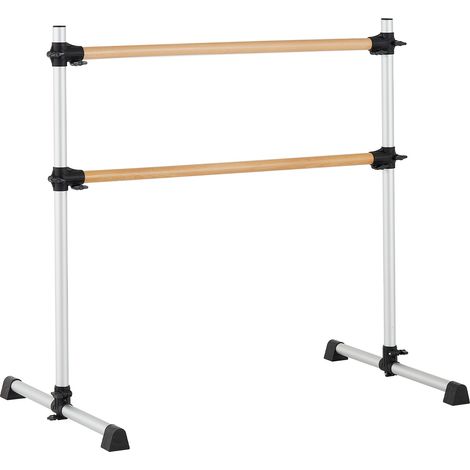 Mophorn Barre de ballet portable et autoportante, double barre en hêtre, 1260 mm, réglable en hauteur, idéale pour l'entraînement à domicile, l'équilibre et le Pilates
