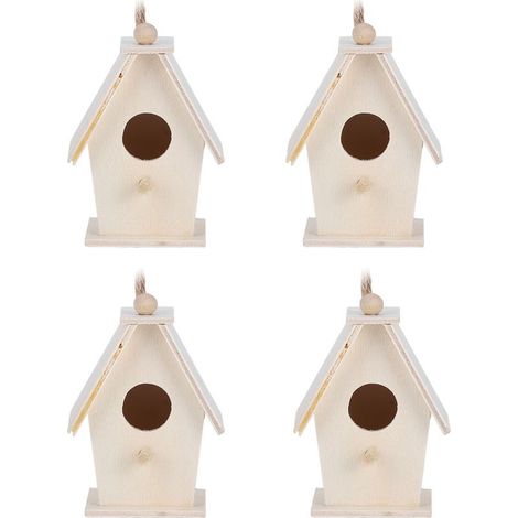 4pcs Type suspendu innovant en bois d'oiseau de nids de maison de maison pour la cour de jardin décoration (1/5)