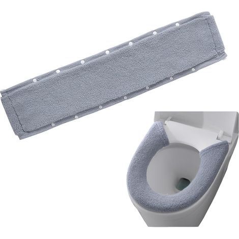 Toilet Seat Cover de Toilette Gris Foncé, Tapis de Siège de Toilette Épaissie, Housse de Siege de Toilette WC en Matériau Polyester, Haute Élasticité, Adaptée aux Sièges de Toilette Marque : JURENEE (1/4)