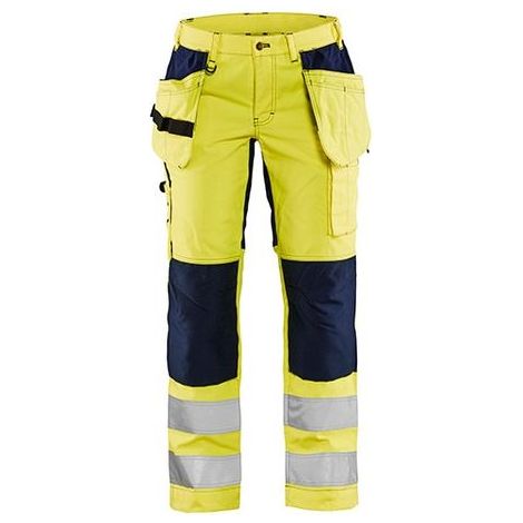 Pantalon de travail haute visibilité stretch femme 7163 - Jaune fluo/Marine 2XL - FR(50) - SE(C48) - Courtes (1/2)