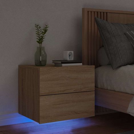 Table de chevet murale avec lumières LED-Table de nuit flottante à LED chêne sonoma 510050 (1/5)