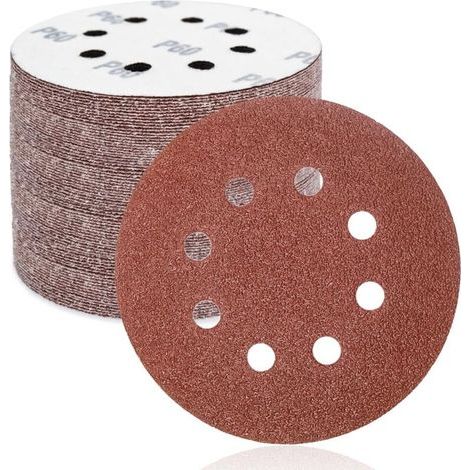 125-mm-Schleifscheiben, 8 Löcher, 50 Stück: Selbstklebende, perforierte Schleifscheiben, 125 mm, Körnung 60, für Exzenterschleifer, Schleif-/Polierarbeiten. (1/5)