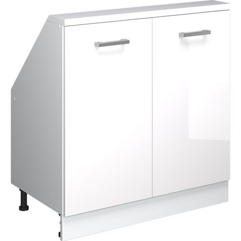 Dachschrägenschrank Rion, Weiß/Weiß Hochglanz, mit 2 Türen, Vicco