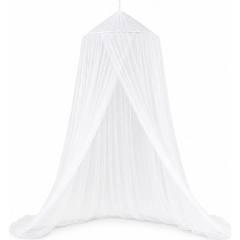 Moustiquaire Ciel de Lit Sans Perçage pour Lit Blanc 1,5 m (1/5)