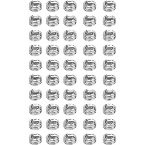 Lot de 50 inserts filetés en acier, unités US, douilles à visser 1/4in-201D, outil de réparation de trous filetés. (1/5)
