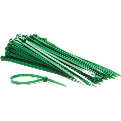 Serre-câbles Nylon Vert - 100 Pièces - 200x4,6mm - Résistant UV - 23kg Traction - Intérieur Extérieur (1/2)