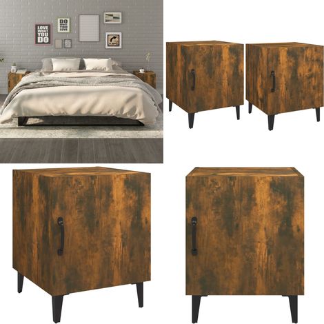 Nachttische 2 Stk. Räuchereiche Holzwerkstoff - Nachttisch - Wohnzimmer Dekoration - Holzmöbel - Holzwerkstoff - Regal - Home & Living (1/5)