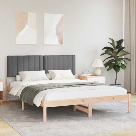 Bettgestell mit gepolstertem Kopfteil Dunkelgrau 150 x 200 cm (1/5)