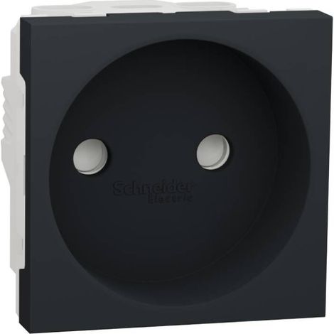 Unica - prise 2P - bornier à vis - 2 mod - Anthracite - méca seul (NU303354) (1/4)