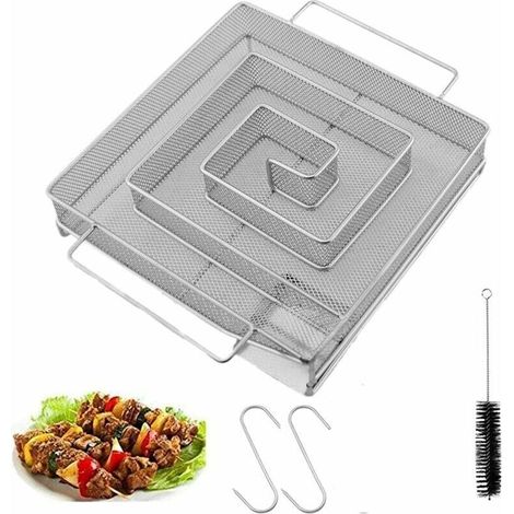 Générateur de Fumée Froide, Enérateur de Fumée Froide en Acier Inoxydable, Générateur de Fumée Professionnel avec Brosse de Nettoyage et Crochet, Convient à Tous Les Barbecues(15x15x4cm) - (1/4)