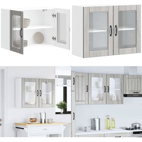 vidaXL Küchen-Hängeschrank mit Glastür Lucca Grau Sonoma Holzwerkstoff (1/5)