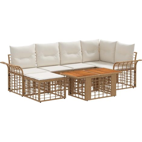 Gartensofa-set 7 stk. Natürlich und Cremweiß Poly-Rattan vidaXL (1/5)