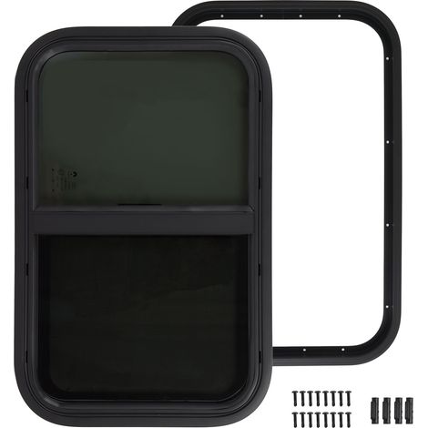 Fenêtre de camping-car coulissante horizontale et verticale arrondie avec filets anti-insectes, trou de drainage pour véhicules d'ingénierie de camping-car 645x415mm