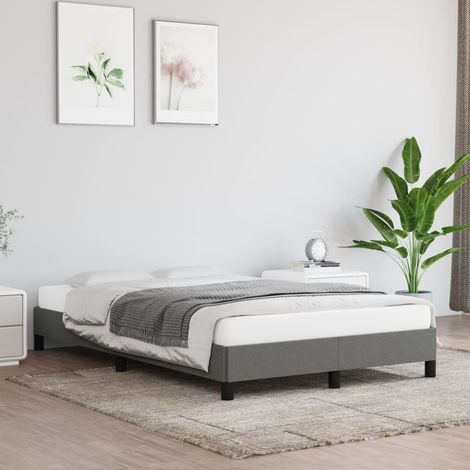 Cadre de Lit Tissu Gris Foncé 120x190 cm - Sans Matelas - Assemblage Simple & Stable (1/4)