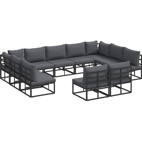 Maison Exclusive - Set Divano da Giardino con cuscino 11 pcs Nero Alluminio