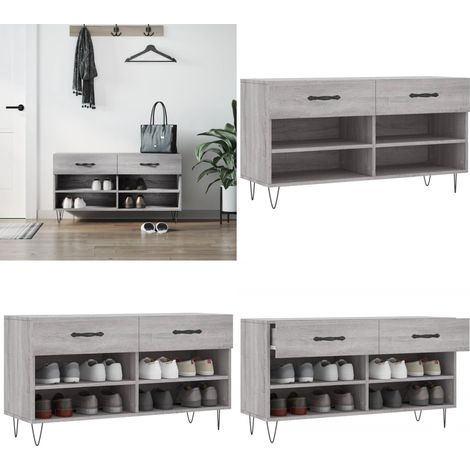Banco zapatero madera de ingeniería gris Sonoma 102x35x55 cm - Banco de madera - Banco de almacenamiento
