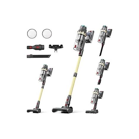 GBLY Aspirapolvere senza fili Motore potente Batteria da 60 minuti Spazzola anti-avvolgimento Schermo HD-LED Pavimenti duri, tappeti, peli di animali