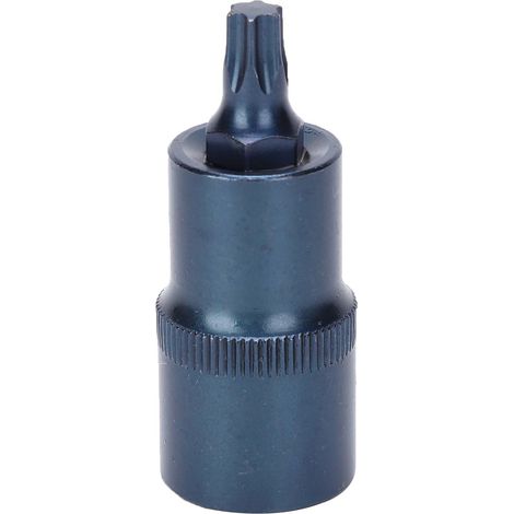 Douille étoile T40 S2 acier allié, embout 1/2x55mm, clé à choc rapide, outillage bleui, pour vis étoilées, lot de 1, usage professionnel. (1/5)