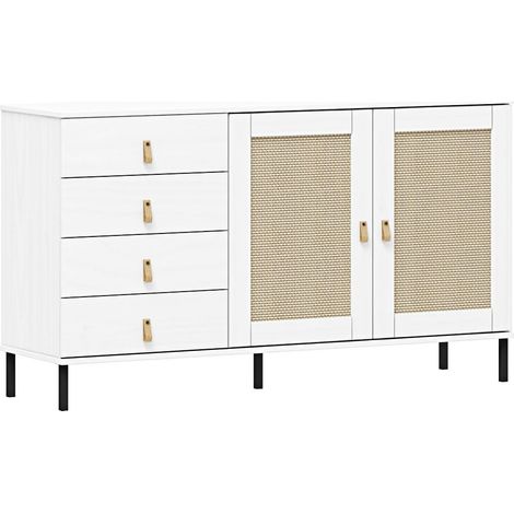 Sideboard 140 cm breit in Kiefer massiv weiß, WATFORD-69 (1/5)