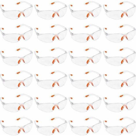 GABRIELLE Set mit 24 transparenten Schutzbrillen – Schutzbrille mit Kunststoffgläsern, Nasensteg und Gummibügelspitzen für Komfort – transparente PSA-Brille