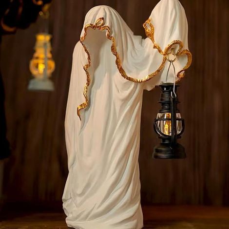 Bambole decorative da scrivania - statue artistiche - bambole fantasma per decorazioni di Halloween - scultura in resina di mago fantasma oscuro - interni in stile bizzarro (1/4)