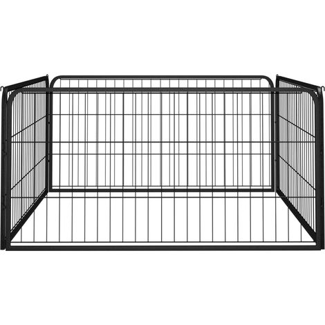 vidaXL Box Cani a 4 Pannelli Nero 100x50cm Acciaio Verniciato
